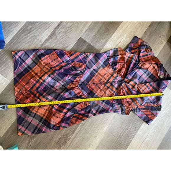 Ted Baker Chintz Finish Check Shirt Dress Side Pockets Size 2 - Picture 16 of 16